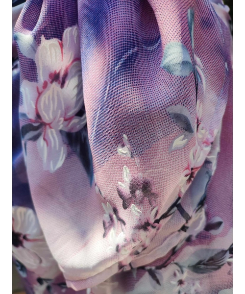 Wzorzysta spódnica plażowa chusta PAREO L/XL liliowe kwiaty